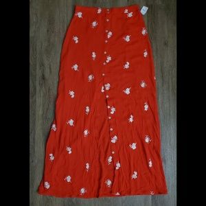 Red Flower pattern skirt.